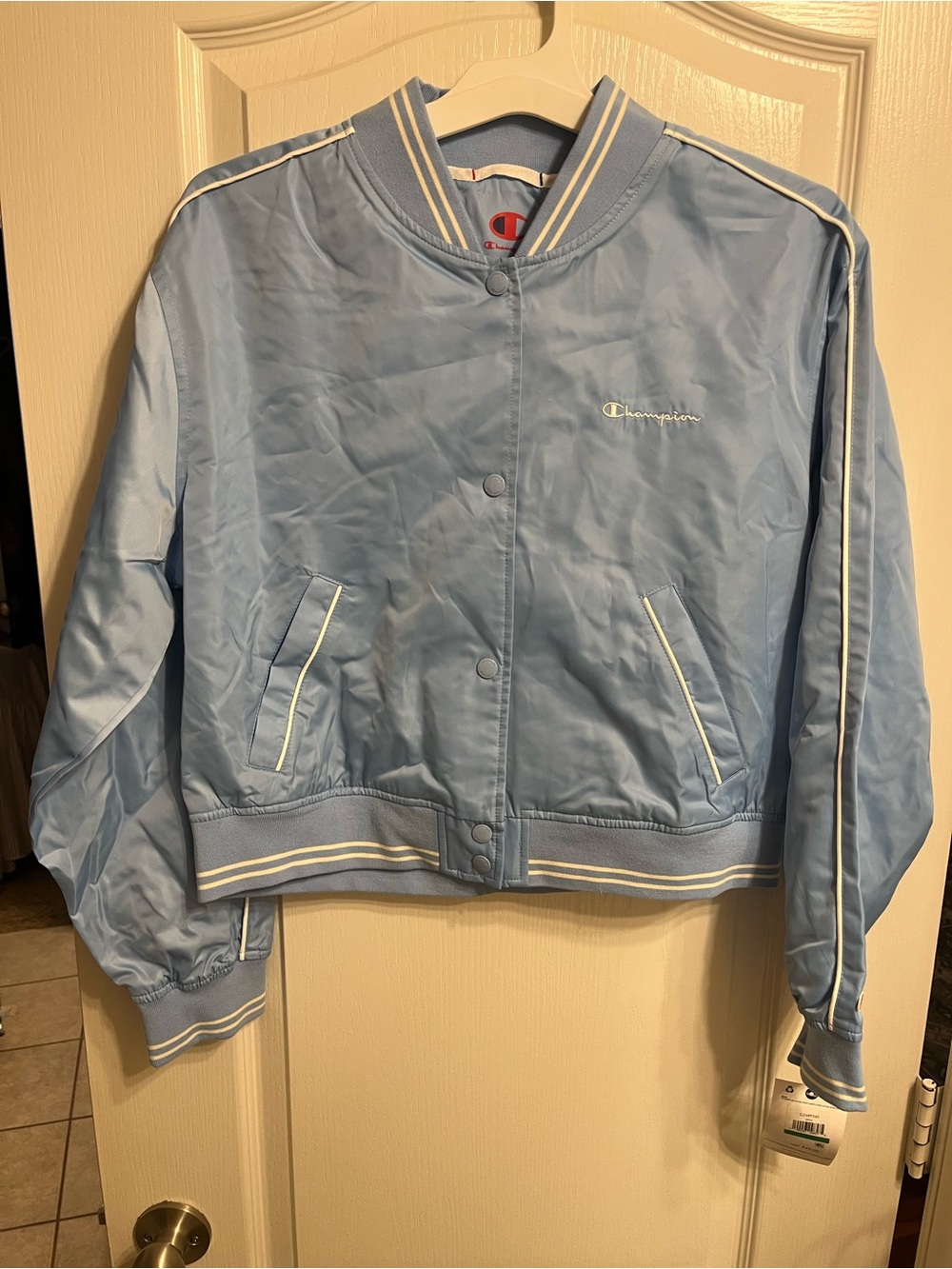 Champion Light Blue Varsity Style Bomber Jacket
